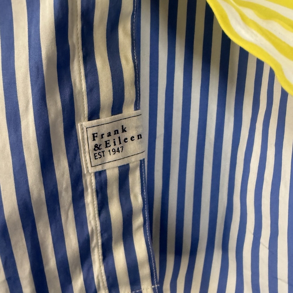Frank And Eileen Color Block Striped Button Up Long Sleeve Multicolor L Italy - Picture 4 of 9